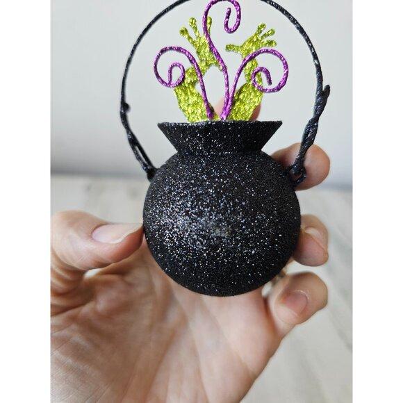 Pier 1 Hocus pocus glitter cauldron ornament frog rare sparkle witch - Picture 8 of 9